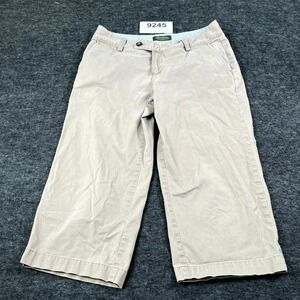 Eddie Bauer Crop Pants Womens‎ 8 Beige Cotton Stretch Straight Leg Flat Front